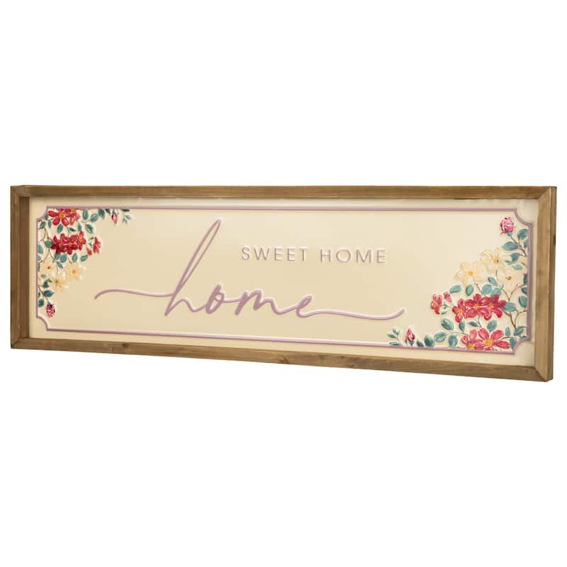 Floral "Home Sweet Home" Framed Hanging Wall Sign - 23.75"