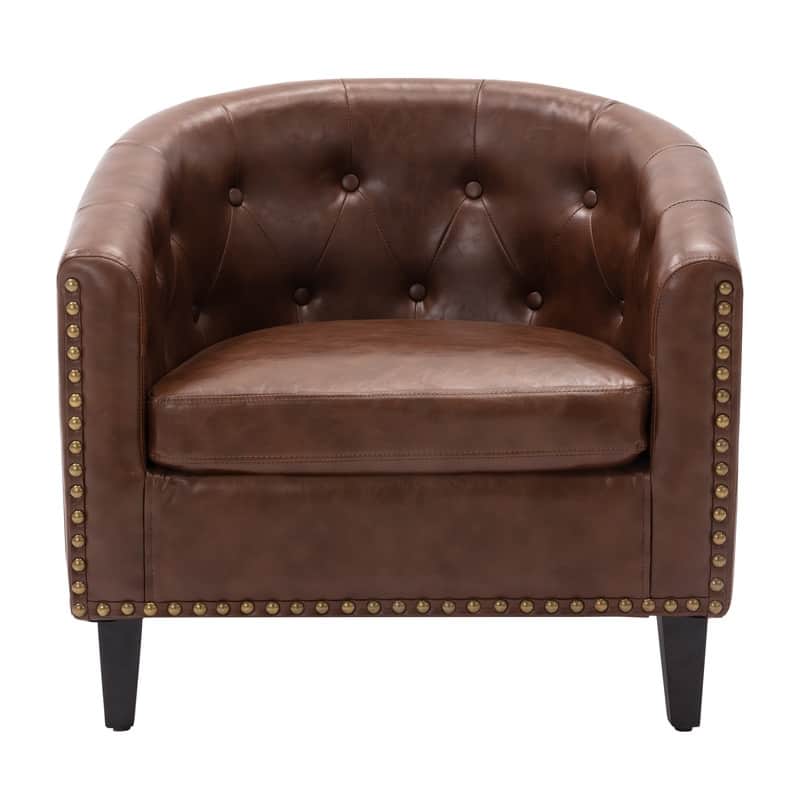 PU Leather Tufted Barrel ChairTub Chair