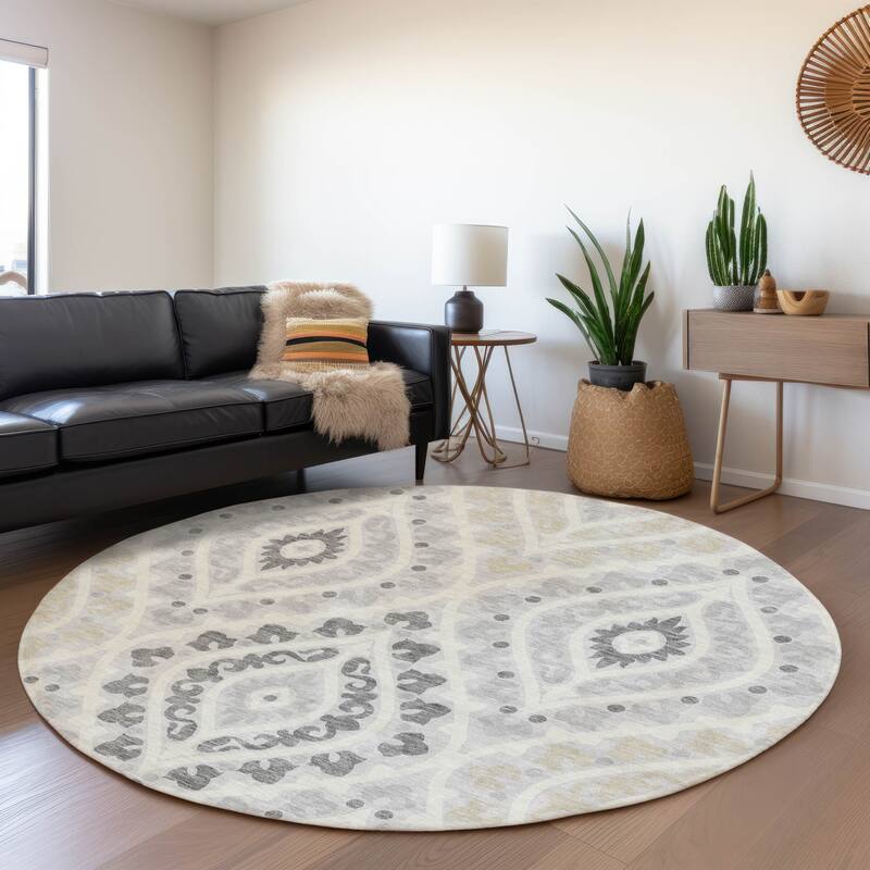 Machine Washable Indoor/ Outdoor Chantille Ttransitional Medallion Rug