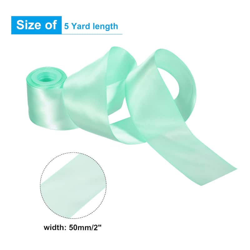 2" 5 Yard Double Faced Solid Satin Ribbon Polyester Fabric - Water Blue