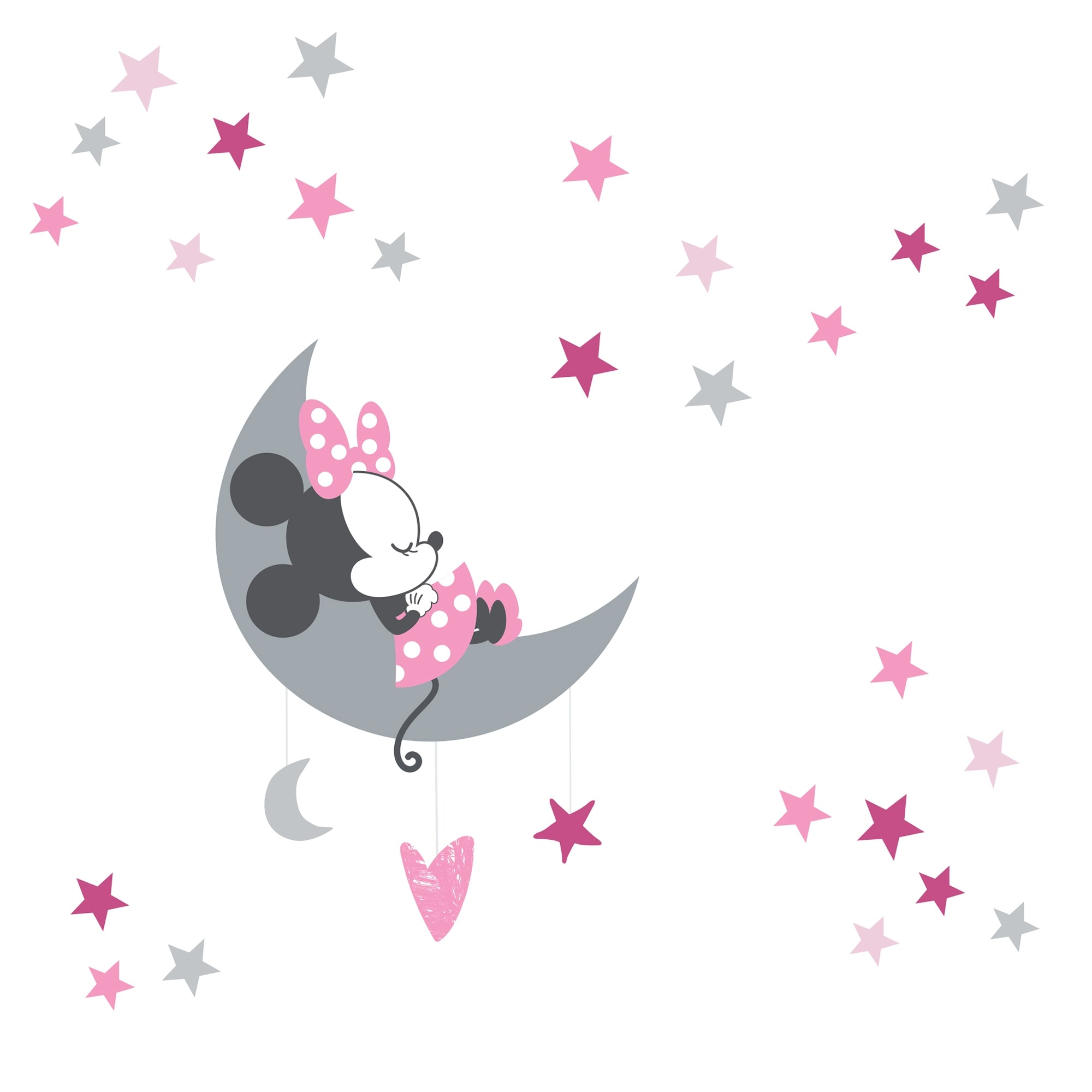 Shop Disney Baby Minnie Mouse Pink Gray Celestial Wall Decals By