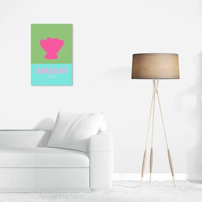 Wynwood Studio Canvas World and Countries Travel to Amalfi Green and Hot Pink Modern & Contemporary Wall Art Canvas Print