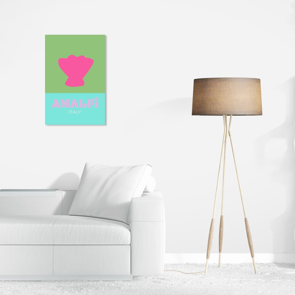 Wynwood Studio Canvas World and Countries Travel to Amalfi Green and Hot Pink Modern & Contemporary Wall Art Canvas Print