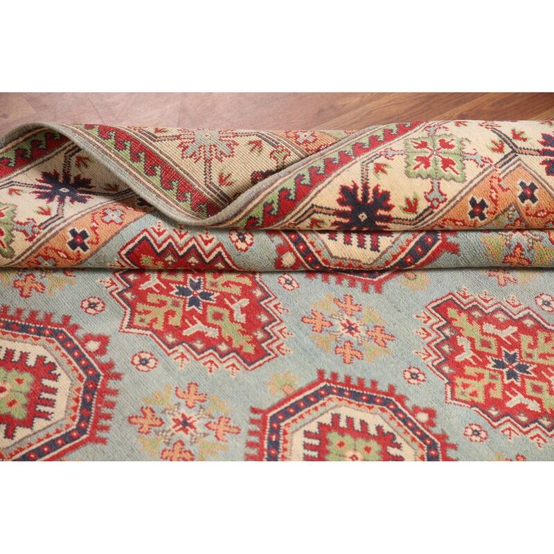 Light Blue Kazak Rug Hand-Knotted Wool Carpet - 4'11" x 6'6"