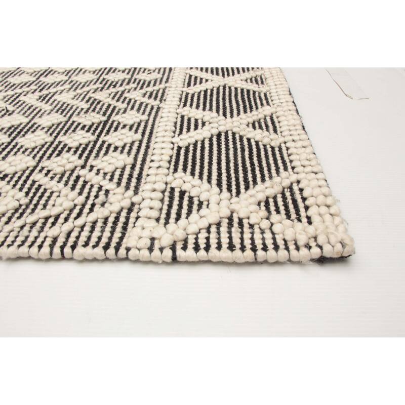 ECARPETGALLERY Braid weave Sienna Black Wool Rug - 5'0 x 8'1