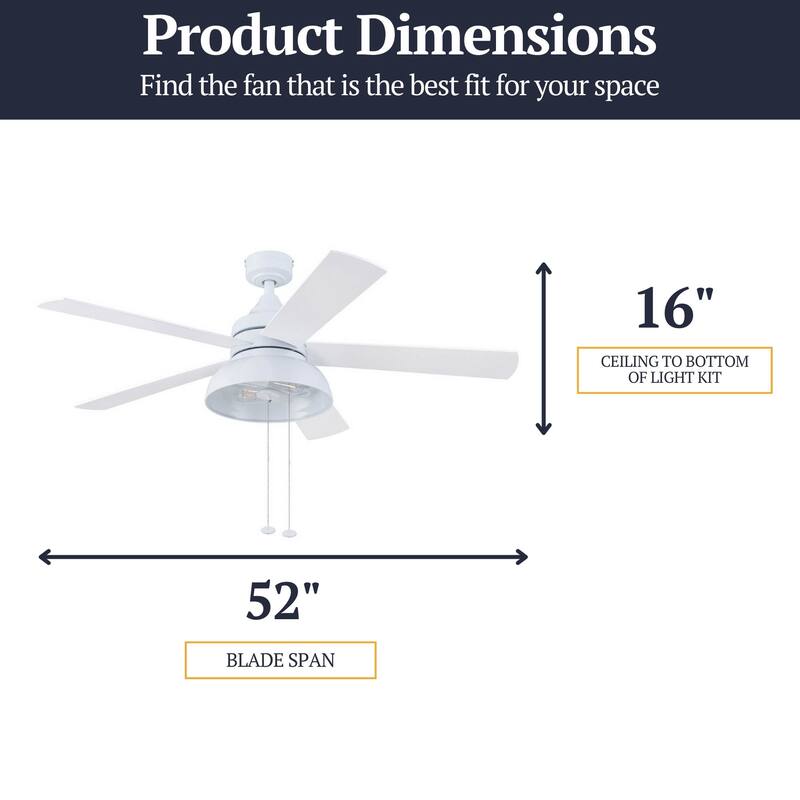 52" Prominence Home Brightondale Indoor/Outdoor Industrial Farmhouse Ceiling Fan, Damp Rated