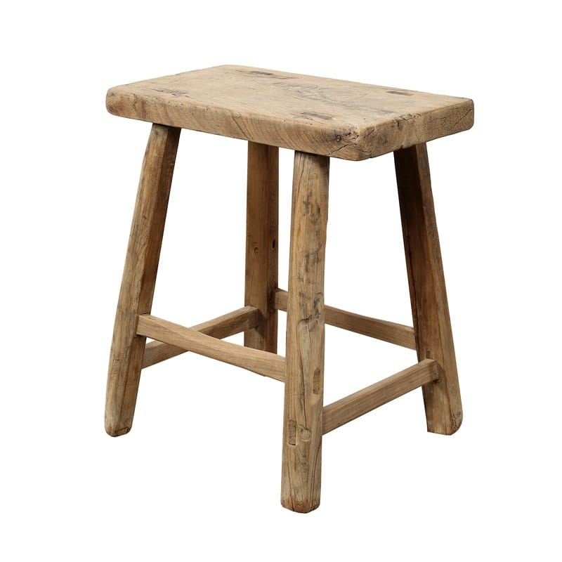 Approx.18-22 Inches Wide Vintage Stool with Rustic Thick Top - N/A