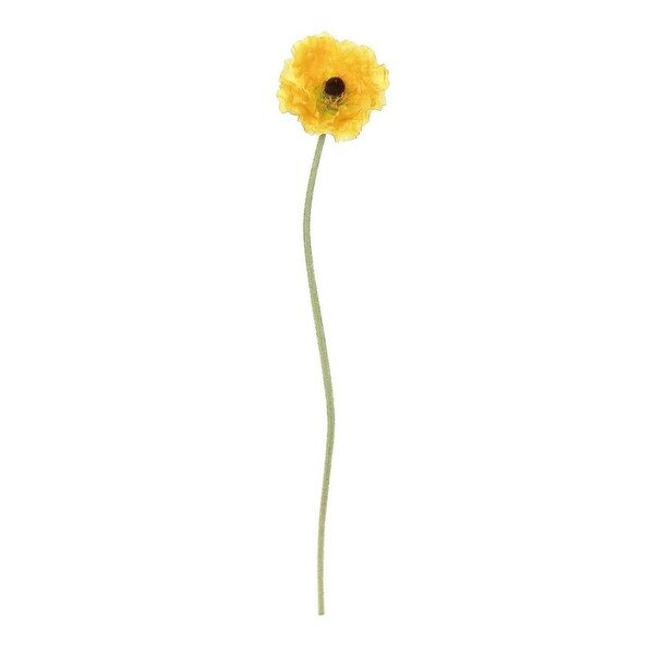 34" Yellow Artificial Poppy Flower Decorative Floral Crafting Stem - N/A