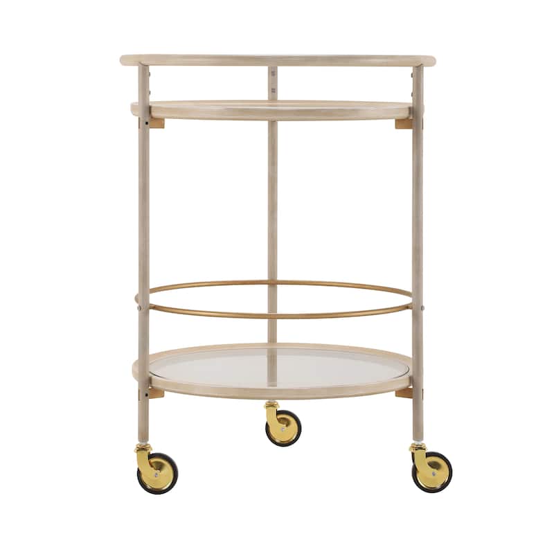 Christopher Knight Home - Aurelia Modern Round Bar Cart with Tempered Glass Shelves