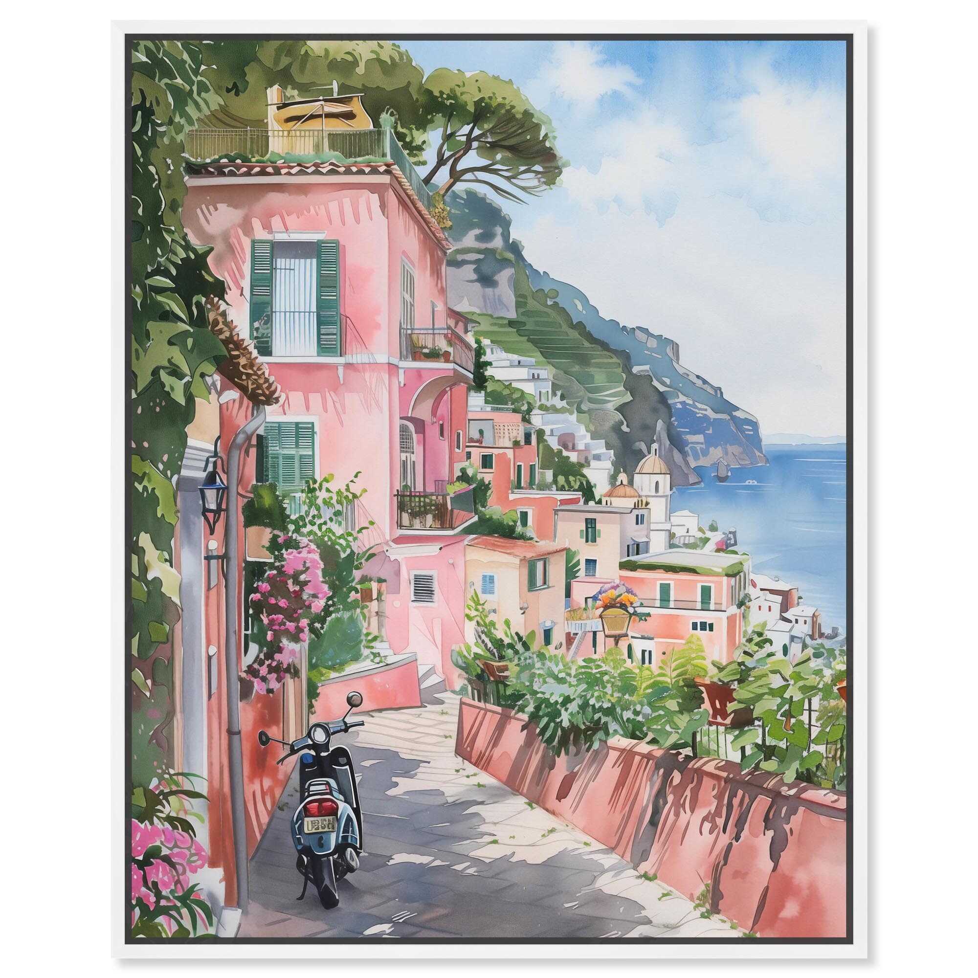 Lush Coastal Villa Canvas by Art Remedy