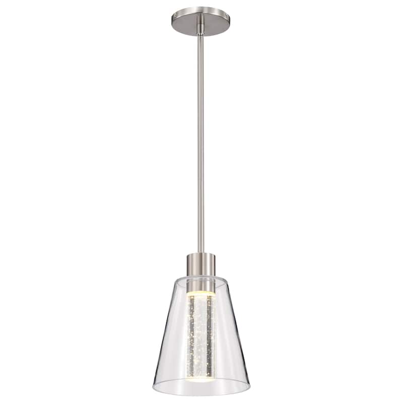 Aura 7 Inch LED Pendant Brushed Nickel K9 Bubble Crystal 3000K CCT - Brushed Nickel