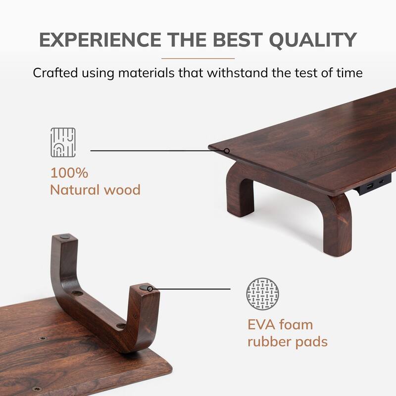 Jani Wood Monitor Stand Riser Desk - Ergonomic Design Stand, Desktop Organizer Table for Home, Office Workspace, Gaming Desk