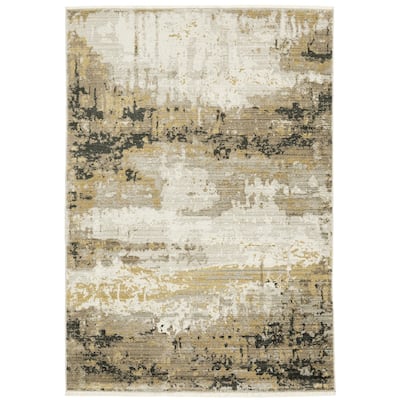 Style Haven Boulevard Power-Loom Recycled P.E.T. Abstract Gold/ Black Rug-