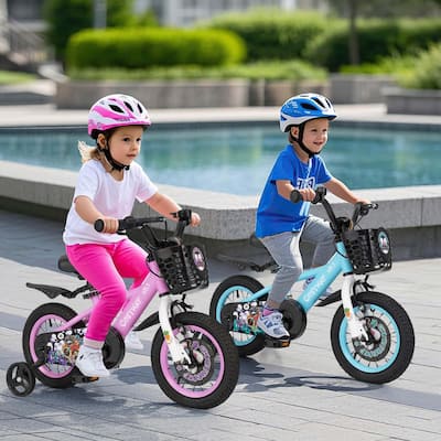 12'' Child Bike Kids Bicycle w/ Adjustable Height &Training Wheels