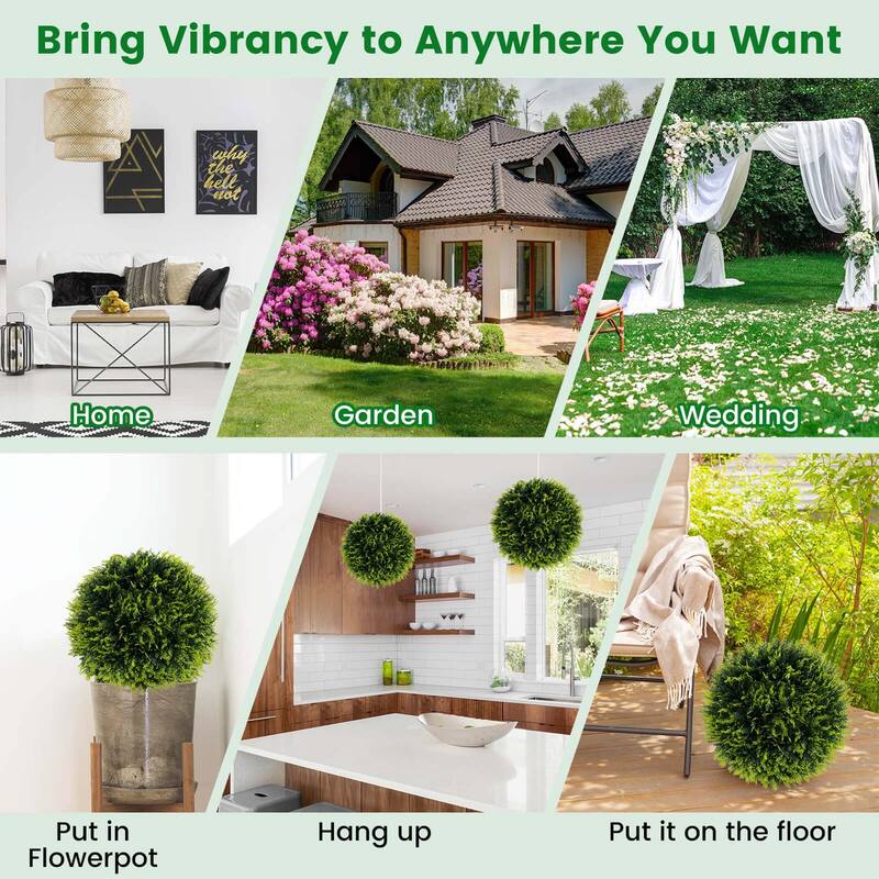 Costway 2 PCS 18"/20" Artificial Cedar Topiary Balls Sun-protective