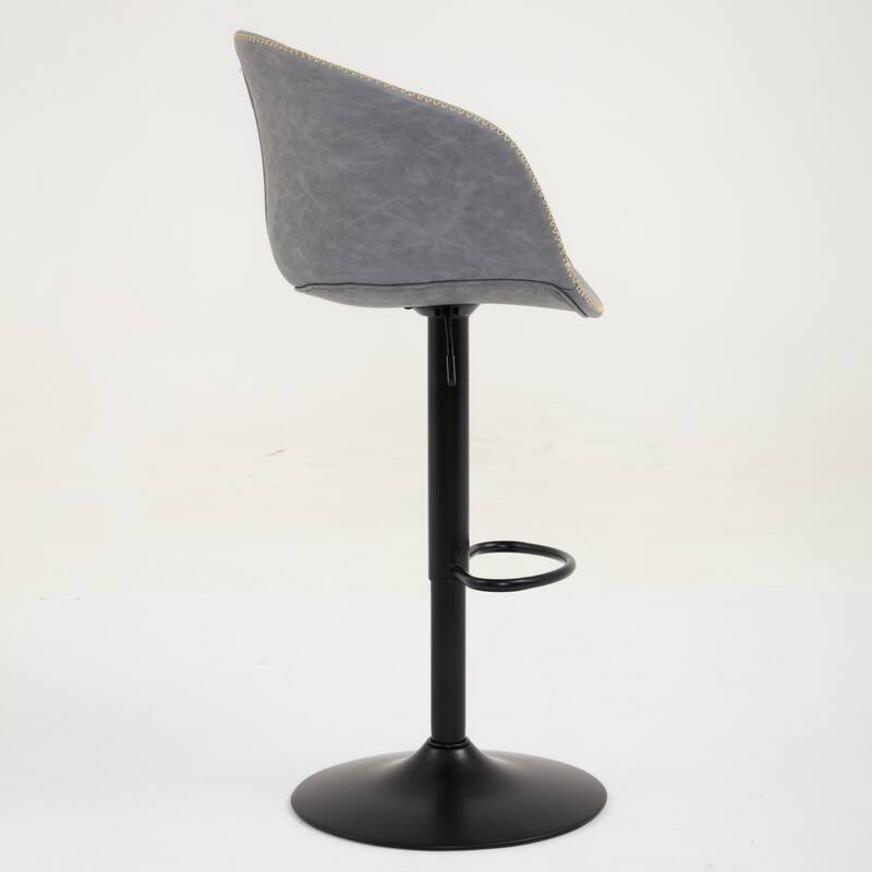 Faux Leather Bar Stool with Back Footrest