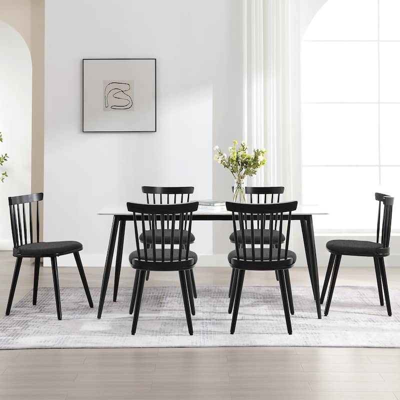 Farmhouse Spindle-Back Windsor Dining Chairs with Solid Wood