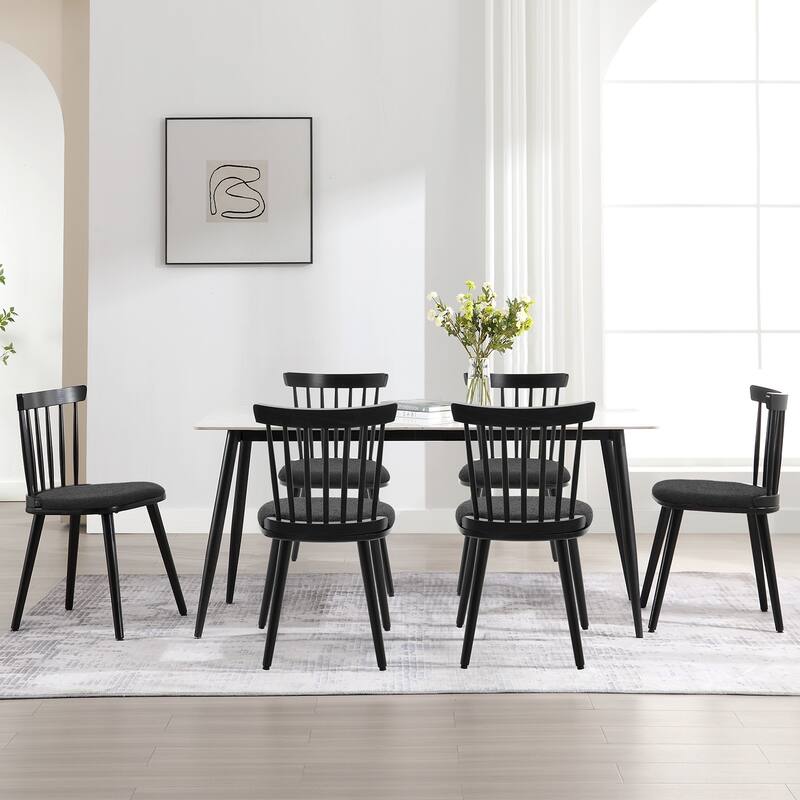 Solid Wood Spindle Back Windsor Dining Chairs Set of 2 - 33.3"H x 17.72"W x 19.7"D