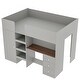 preview thumbnail 7 of 10, Wood Full Size Loft Bed with Built-in Wardrobe, Desk, Storage Shelves, and Drawers