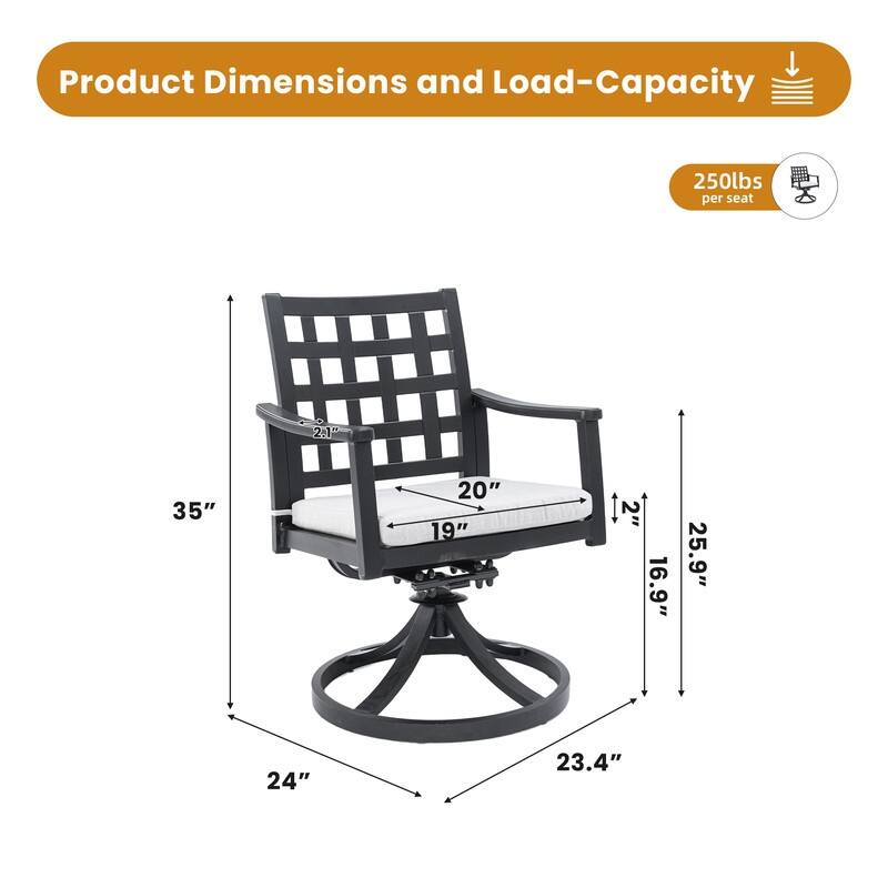 Modern Swivel Rocking Chairs - 2-Piece Cast Aluminum Set with Sunbrella Cushions - Weather-Resistant for Outdoor Use