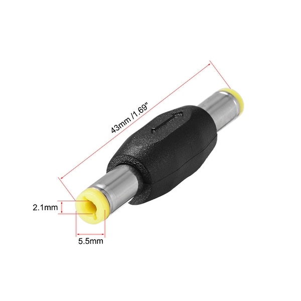 DC Male to Male Coupler 5.5mm x 2.1mm Power Cable Jack