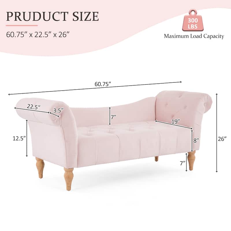 Christopher Knight Home - Larkspur Velvet Upholstered Bench with Rolled Arms and Button Tufting