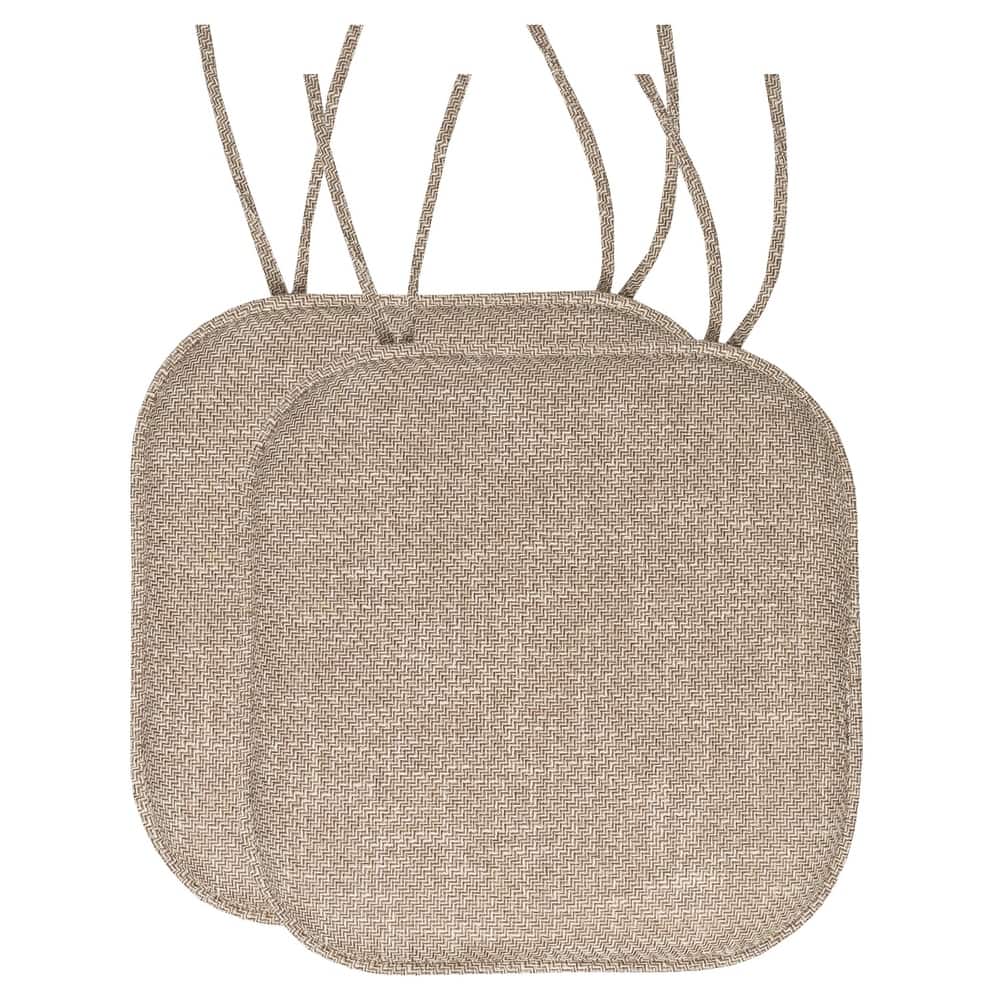 Sweet Home Collection Herringbone Stitch Memory Foam Non Slip Chair Cushion Pad with Ties 16" x 16"