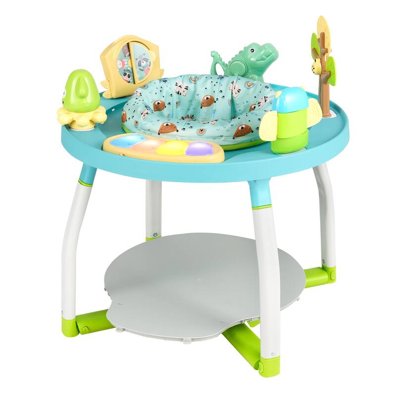 5-in-1 Baby Activity Center with Adjustable Height, Interactive Toys, Detachable Bounce Platform, and Study Desk for Kids - Blue
