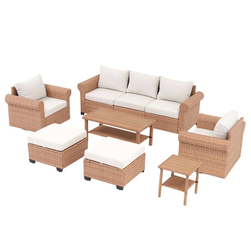 7-Piece Outdoor Conversation Set with Swivel Chairs