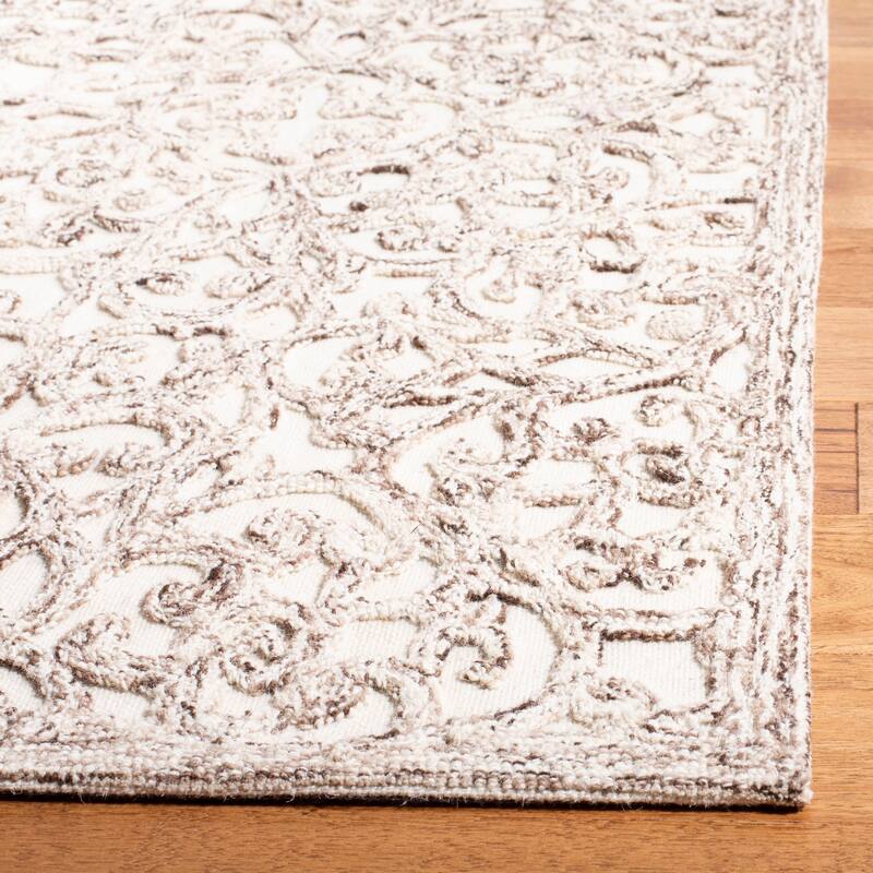SAFAVIEH Handmade Trace Megane Modern Wool Rug - 4' Square - Brown/Ivory