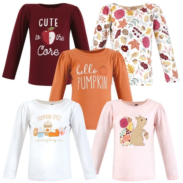 slide 1 of 1, Hudson Baby Infant Girl Long Sleeve T-Shirts, Fall Pumpkin Spice 18-24 Months - Fall Pumpkin Spice