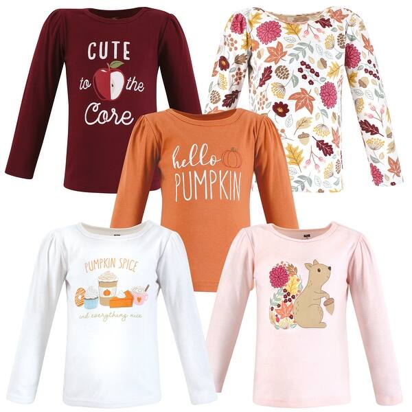 slide 1 of 1, Hudson Baby Toddler Girl Long Sleeve T-Shirts, Fall Pumpkin Spice Fall Pumpkin Spice - 2T