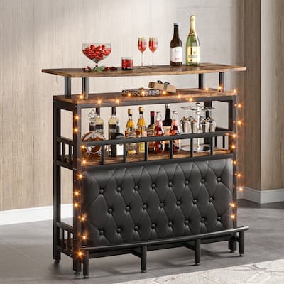 Home Bar Unit,4 Tier Liquor Bar Table with Storage and Footrest,Bar Organizer Table for Home Bar