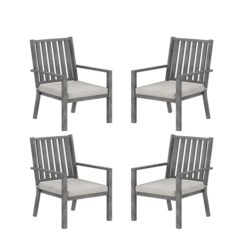 Set of 4 23" Aluminum Patio Dining Chairs Gray Cushions and Gray Frame