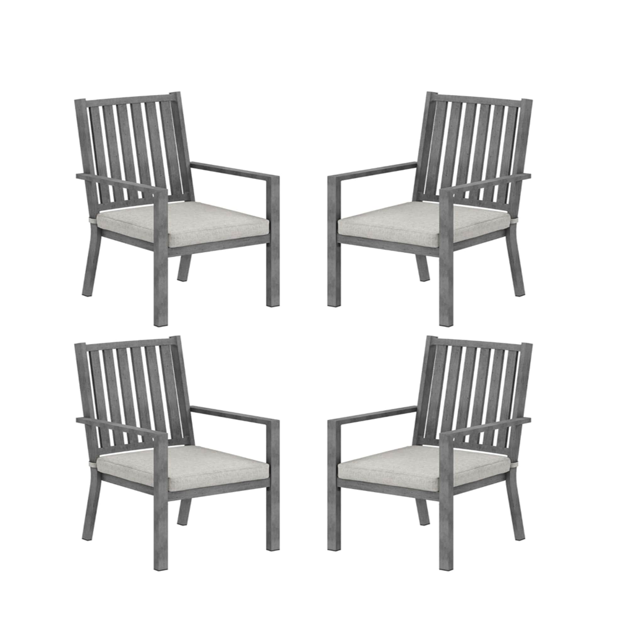 Set of 4 23" Aluminum Patio Dining Chairs Gray Cushions and Gray Frame