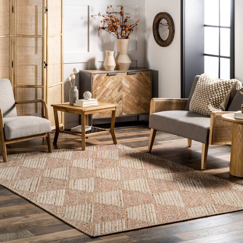 Nuloom Mitzy Casual Honeycomb Jute Area Rug - 4' x 6' - Natural - Rectangle