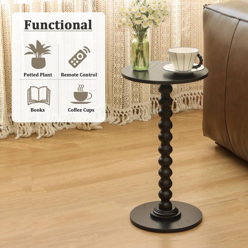 Round Side Table - 11.8"D x 11.8"W x 21.6"H