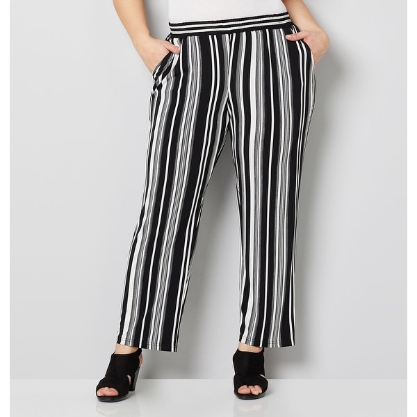 black and white striped ladies trousers