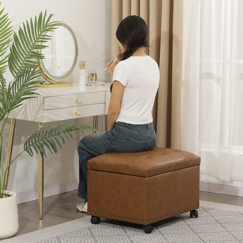 Adeco High End Classy Tufted Storage Ottoman Bench Footstool