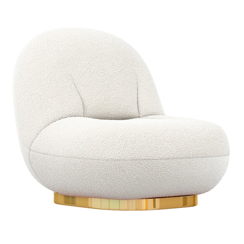 HomeRoots 30" White And Gold Boucle Accent Chair - 30.3' X '25.6' X '33.5