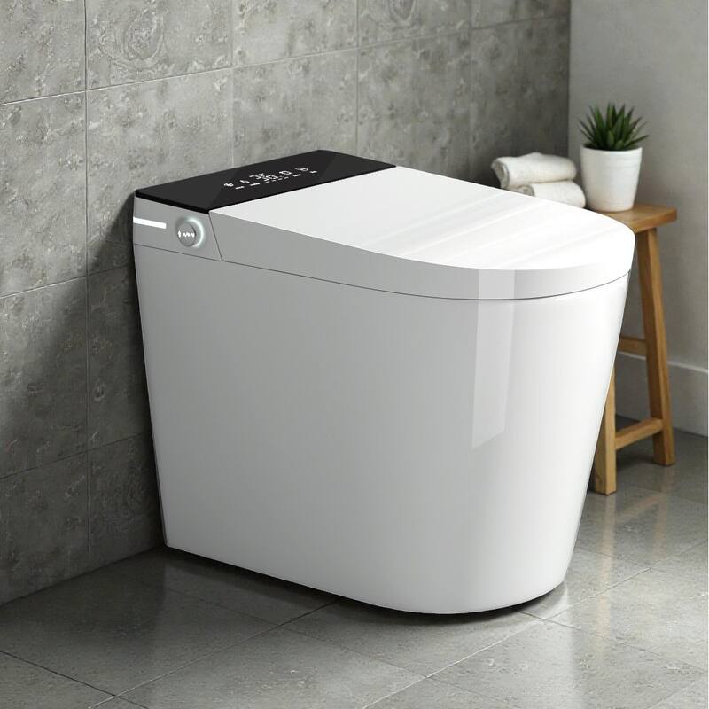 Compact Smart Toilet with Built In Bidet. Tankless 23.25 Inch Depth. Auto Open Flush. Heated Seat. Dryer