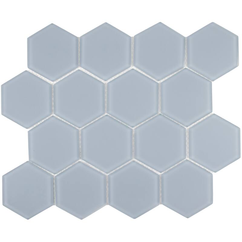 3" Beehive 10.25 in. x 11.75 in. Hexagon Glass Mesh-Mounted Mosaic Tile