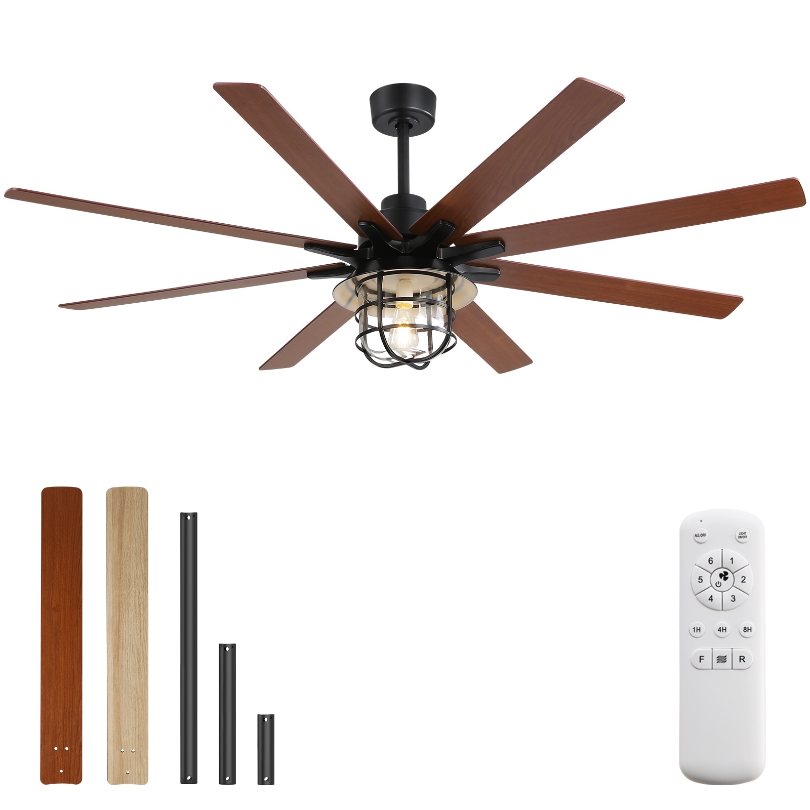 Modern 66 Inch Ceiling Fan With 6 Speed Wind 8 Blades Remote