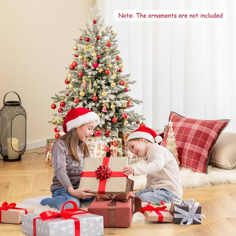 Gymax 2PCS 4 FT Artificial Xmas Tree Flocked Christmas Tree w/ 231 PE - See Details