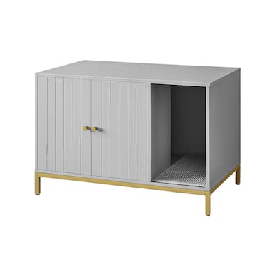 Wooden Enclosed Cat Litter Box Cabinet with Storage and Ventilation