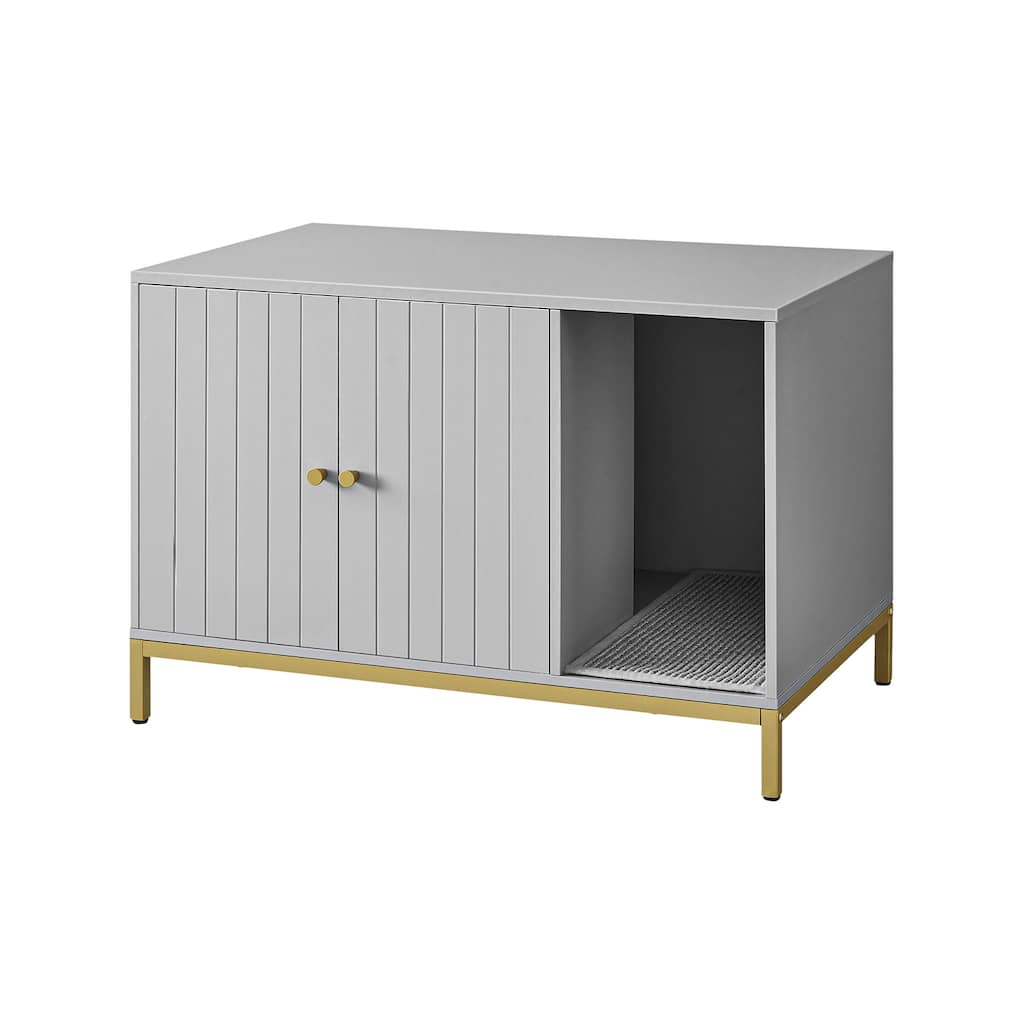 Wooden Enclosed Cat Litter Box Cabinet with Storage and Ventilation