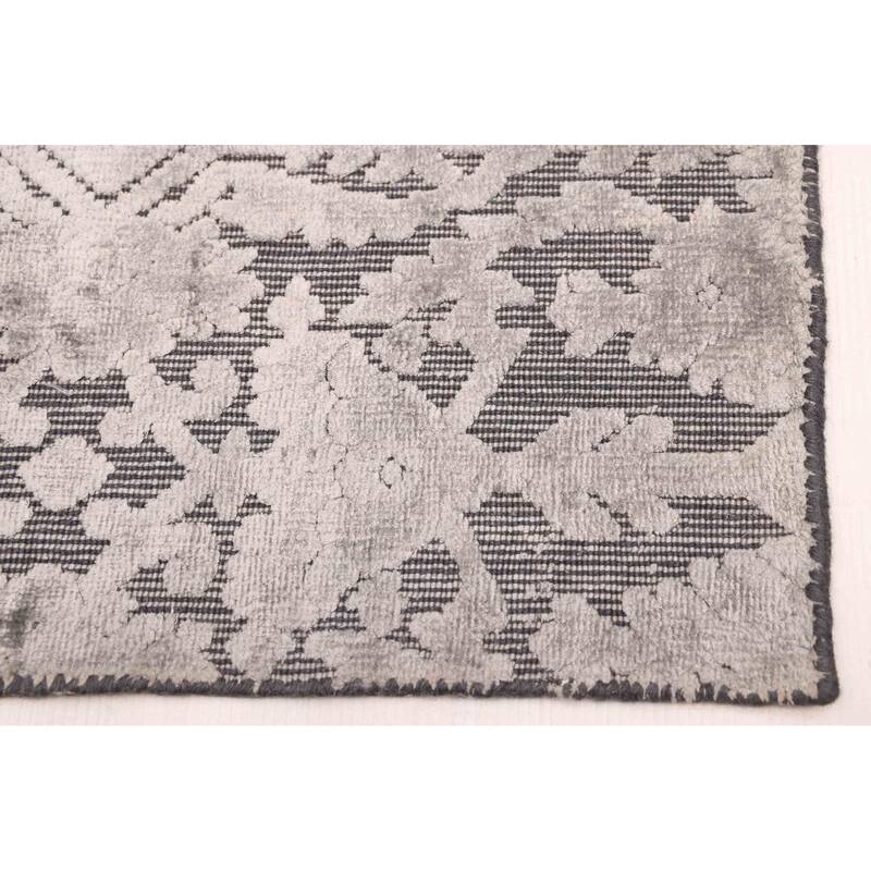 ECARPETGALLERY Hand Loomed Elysian Light Grey Viscose, Wool Rug - 8'3 x 11'10