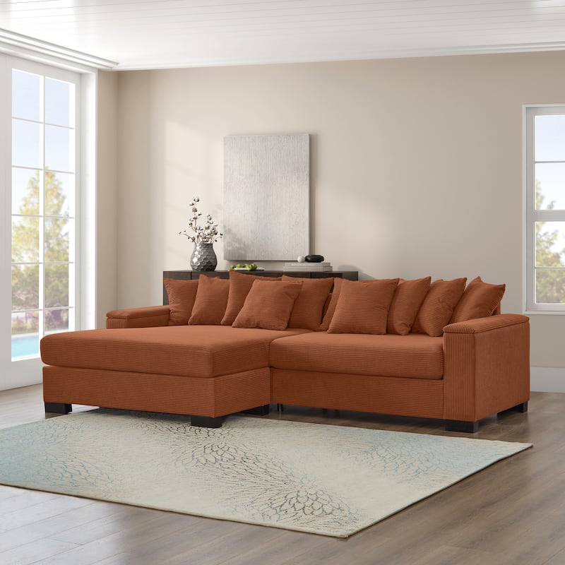 111" L Shaped Sectional Couch with Chaise Lounge and Storage Armrest