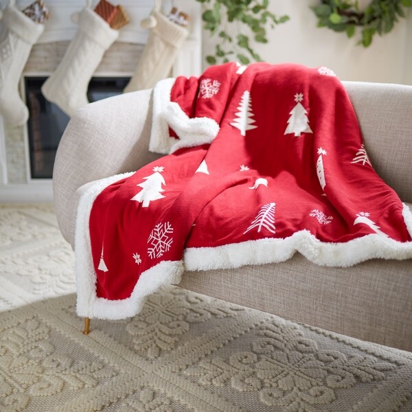 SAFAVIEH Holiday Cedar Sherpa 50 x 60 inch Throw Blanket On Sale