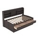 preview thumbnail 24 of 24, Twin Size Wooden Captain Bed with Built-in Bookshelves, Trundle and 3-Storage Drawers, Space-Saving Design, Light Grey